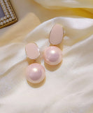 CIFEEO- DIY Light Pink Sterling Silver Alloy Pearl Drop Earrings AH361