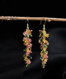 CIFEEO- DIY Rainbow Sterling Silver Overgild Gravel Drop Earrings ZZ074