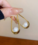 CIFEEO- DIY Silk Alloy Pearl Asymmetrical U Shaped Hoop Earrings ZZ025