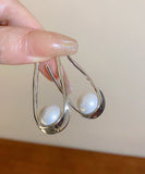 CIFEEO- DIY Silk Alloy Pearl Asymmetrical U Shaped Hoop Earrings ZZ025