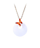 CIFEEO- DIY White Copper Overgild Jade Enamel Butterfly Pendant Necklace KX1059