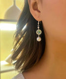 CIFEEO- Elegant Blue Copper Overgild Inlaid Zircon Crystal Pearl Tassel Drop Earrings ZZ084