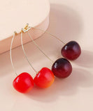 CIFEEO- Elegant Red And Mulberry Sterling Silver Overgild Cherry Drop Earrings Two Piece Set DF1014