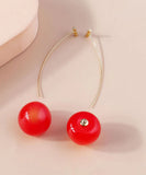 CIFEEO- Elegant Red And Mulberry Sterling Silver Overgild Cherry Drop Earrings Two Piece Set DF1014