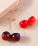 CIFEEO- Elegant Red And Mulberry Sterling Silver Overgild Cherry Drop Earrings Two Piece Set DF1014