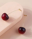 CIFEEO- Elegant Red And Mulberry Sterling Silver Overgild Cherry Drop Earrings Two Piece Set DF1014