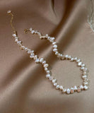 CIFEEO- Elegant White Alloy Pearl Tassel Gratuated Bead Necklace GH1058