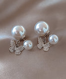 CIFEEO- Elegant White Copper Butterfly Pearl Stud Earrings ZZ050