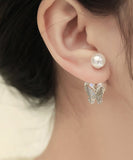 CIFEEO- Elegant White Copper Butterfly Pearl Stud Earrings ZZ050