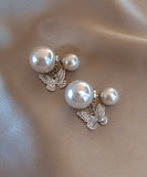 CIFEEO- Elegant White Copper Butterfly Pearl Stud Earrings ZZ050