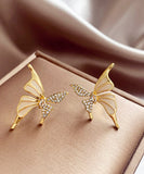 CIFEEO- Fashion Gold Copper Alloy Zircon Butterfly Stud EarringsGH1010