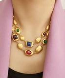 CIFEEO- Fashion Gold Copper Overgild Bilayer Coloured Glaze Necklace GH1017