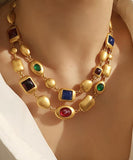 CIFEEO- Fashion Gold Copper Overgild Bilayer Coloured Glaze Necklace GH1017