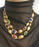 CIFEEO- Fashion Gold Copper Overgild Bilayer Coloured Glaze Necklace GH1017