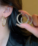 CIFEEO- Fashion Gold Copper Zircon Hoop Earrings ZZ023