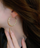 CIFEEO- Fashion Gold Copper Zircon Hoop Earrings ZZ023