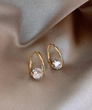 CIFEEO- Fashion Gold Sterling Silver Alloy Zircon Hoop Earrings KX1056