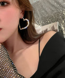 CIFEEO- Fashion Silk Sterling Silver Alloy Zircon Love Hoop Earrings ZZ031