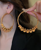 CIFEEO- Fine Champagne Copper Zircon Water Drop Hoop Earrings ZZ024