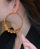 CIFEEO- Fine Champagne Copper Zircon Water Drop Hoop Earrings ZZ024