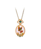 CIFEEO- Fine Gold Copper Overgild Jade Crystal Butterfly Floral Pendant Necklace KX1069