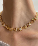 CIFEEO- Fine Gold Metal Gem Stone Collar Necklace MM081