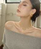 CIFEEO- Fine Gold Metal Gem Stone Collar Necklace MM081