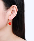 CIFEEO- 14K Gold Love Cinnabar Drop Earrings