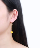 CIFEEO- 14K Gold Amber Beeswax Drop Earrings