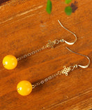 CIFEEO- 14K Gold Amber Beeswax Drop Earrings