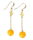 CIFEEO- 14K Gold Amber Beeswax Drop Earrings