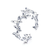 Cifeeo Authentic Alloy Plant Series Flower Butterfly Rings Adjustable Size for Women Luxury Wedding Jewelry GAR021 A06
