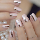 Mirror Silver False Nails STILETTO Point Metallic Acrylic Nail Tips 24pcs/kit Easy for Daily wear