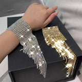 Cifeeo Super Shiny Rhinestone Long Fringed Tassel Bracelet Hand Jewelry For Women Luxury Crystal Chain Bridal Wedding Bracelets Gift