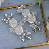 Cifeeo 2Pcs/Lot White Wedding Shoes Clips For Bride Wedding Flower Girl Golden Shoes Buckle  Flower Bridal High Heels Clips
