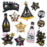 Cifeeo Happy New Year  Balloons New Year Eve Party Decorations Black Gold Wine Bottle Foil Balloon Christmas home decor Air Globos