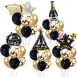 Cifeeo Happy New Year  Balloons New Year Eve Party Decorations Black Gold Wine Bottle Foil Balloon Christmas home decor Air Globos