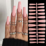 Cifeeo 24Pcs Detachable Almond False Nails French Fake Nails Full Nail Art Tips Press On Nails
