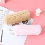 Cifeeo-Back To School Gifts Plush Pencil Case Stationery School Pencil Cases Trousse Scolaire Piornik Solid Color Pen Case Estuches Escolares Pencil Pouch