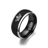 Cifeeo-Christmas Gift New Year's Eve Gift Her King and His Queen Letter Couple Rings For Women Men Crown Black 8MM Stainless Steel Matte Ring Lovers Wedding Jewelry