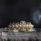 Cifeeo Gold color Pearl Jewelry Ring for Women Fine Bizuteria Birthstone Jewelry Gemstone Anillos DeNatural Pearl Ring