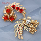 Cifeeo 2Pcs/Lot White Wedding Shoes Clips For Bride Wedding Flower Girl Golden Shoes Buckle  Flower Bridal High Heels Clips