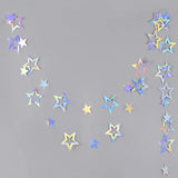 Cifeeo-Laser Silver Paper Star Garland Banner Happy Birthday Party Decoration Girl Boy Baby Shower Wedding Christmas Wall Hanging Decor