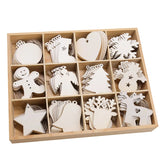 Cifeeo-10pcs/lot Wooden Christmas Tree Hanging Ornament Pendants Christmas Decorations For Home Party New Year Navidad Natal Kids Gift