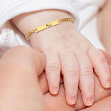 Cifeeo Custom Baby Name Bracelet Gold Bar Personalized Engraved Safty Stainless Steel Newborn Children Infant Bracelet 12cm 15cm