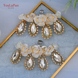 Cifeeo 2Pcs/Lot White Wedding Shoes Clips For Bride Wedding Flower Girl Golden Shoes Buckle  Flower Bridal High Heels Clips