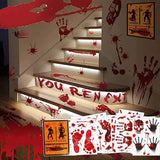 Cifeeo Halloween Decoration Horrible Bloody Handprint stickers Halloween Window Wall Clings Floor Decals Stickers Halloween party props