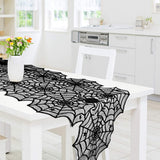 Cifeeo Halloween Spider Web Table Runners Black Lace Tablecloth Halloween Table Decoration Event Party Supplies 18" x 72" table cover