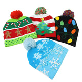 Cifeeo-LED Christmas Hat Sweater Knitted Beanie Christmas Light Up Knitted Hat Christmas Gift for Kids Xmas 2024 New Year Decorations