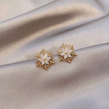 Cifeeo-Christmas gifts Crystal Zircon Snowflake Stud Earrings For Women Shiny Rhinestone Charm Earring Girls Christmas New Year Birthday Jewelry Gifts